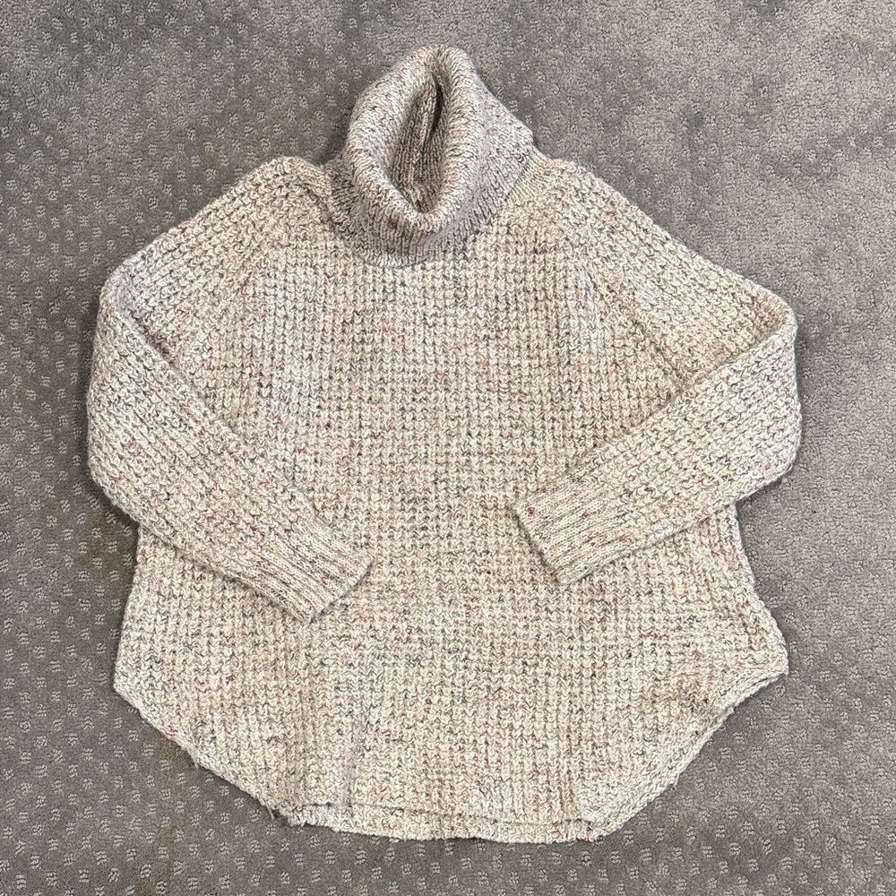 Free People Speckled Cream Turtleneck Sweater